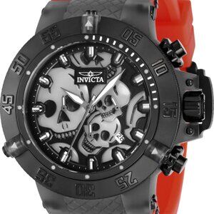 Invicta Mens 50mm Subaqua Noma III Quartz Chronograph SKULL DIAL Red/Black Watch